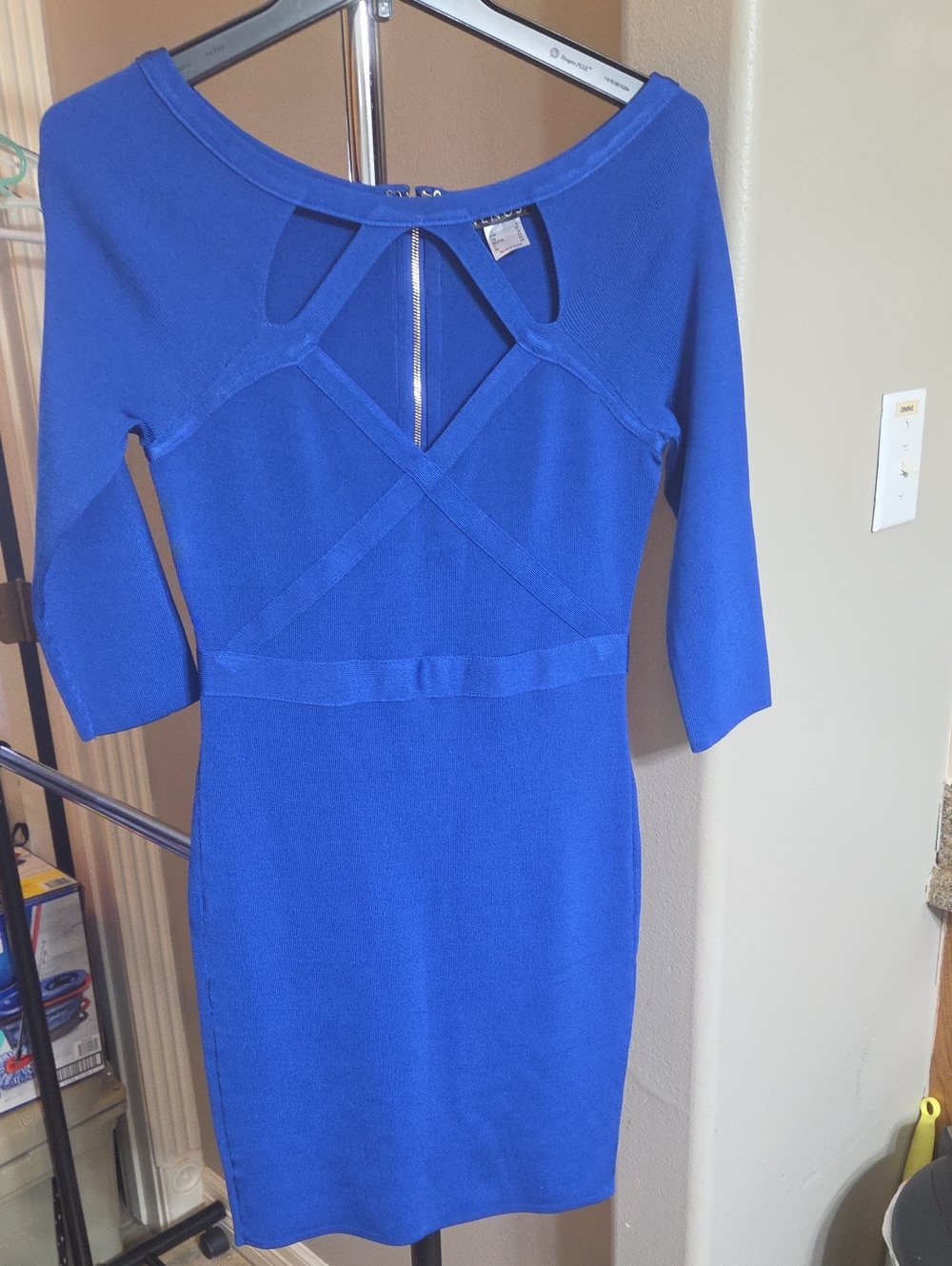 VENUS Cobalt Blue Long Sleeve Cutout Bodycon Dress